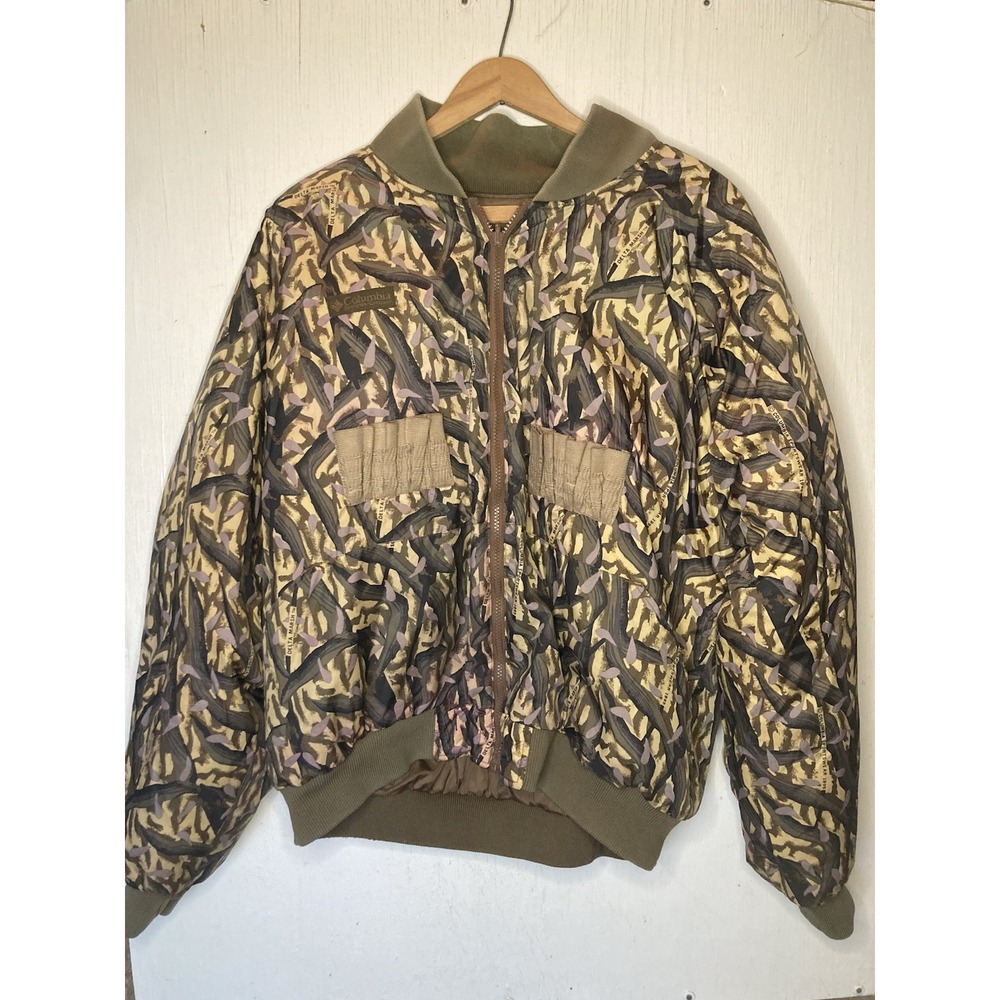 Vintage Columbia Men's M Delta Marsh Camo Full Zip Hunting Jacket